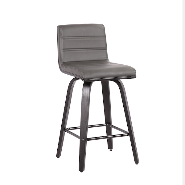 Armen Living Vienna 26" Swivel Counter Stool in Black Wood Finish with Gray Faux Leather LCVIBAGRBL26 - main